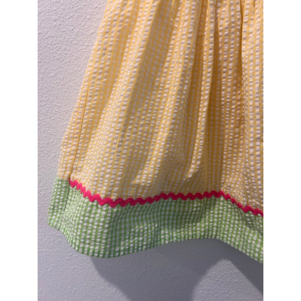 Emily Rose Infant Girls Yellow Green Gingham Flamingo Seersucker Dress 18M - Picture 4 of 7